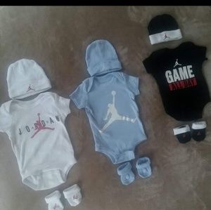 Jordan onesie matching hat and booties